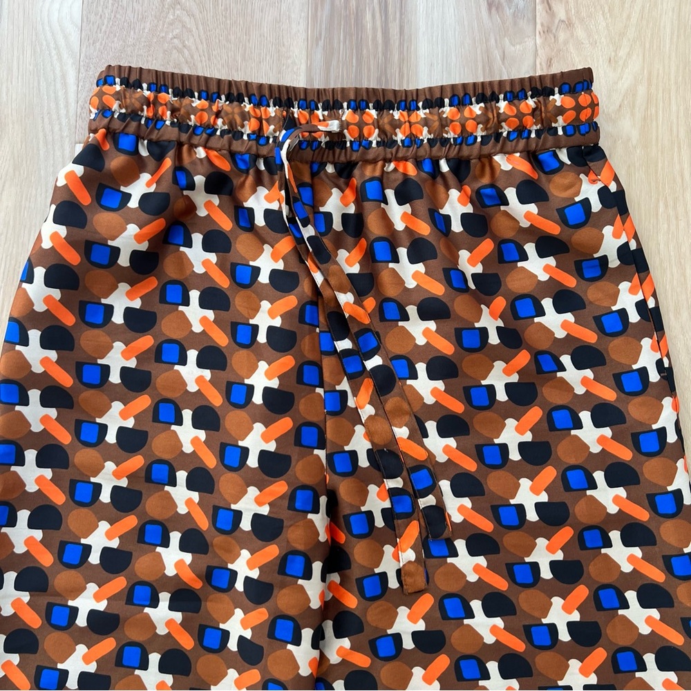 Zara Brown/Orange Geometric Wide Leg Pants Size Medium - Picture 5 of 13